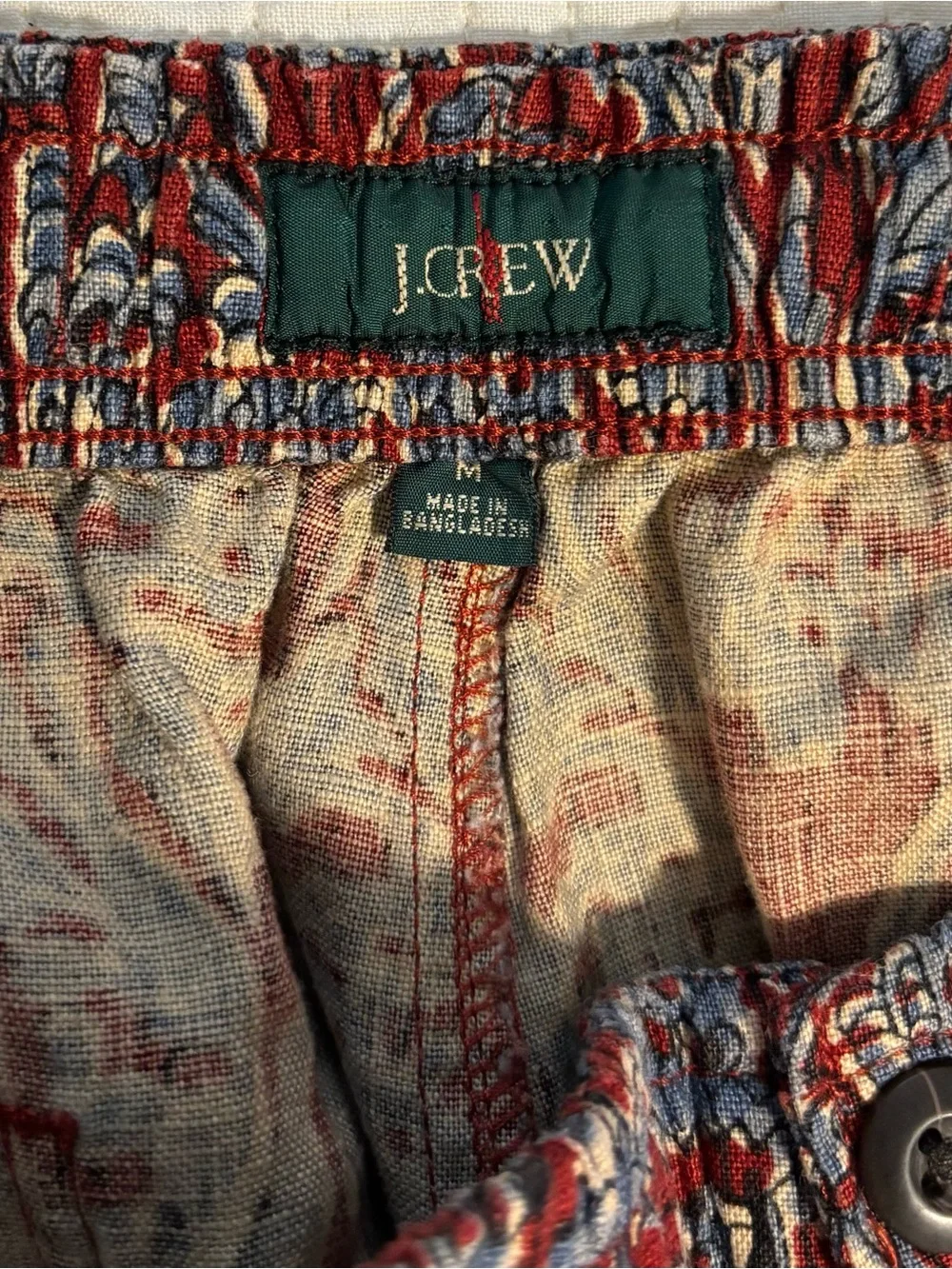 J. Crew Maroon Paisley Print Men's Shirt & Shorts Set